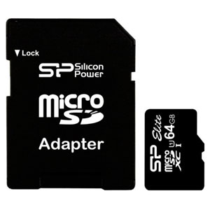 Карта памяти micro-SD Silicon Power 64GB class 10 + адаптер