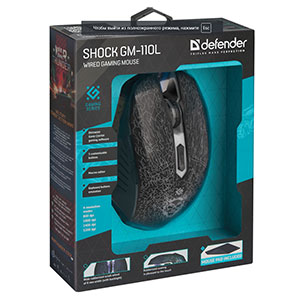 Мышь Defender Shock GM-110L black, игровая, 3200dpi, 5 кнопок, USB (52110)