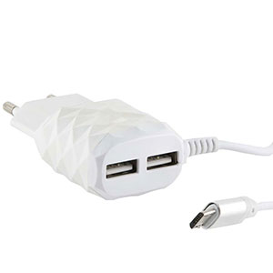 Заряд. устр. сетевое Red Line NC-2.1A 2 USB, 2,1A белый + кабель microUSB