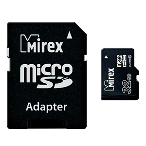 Карта памяти micro-SD Mirex 32GB class 10 + адаптер