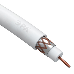 Кабель ТВ коаксиальный ЭРА RG-6U CU / CU 64%) PVC бел. (1 м; бухта) Б0044603