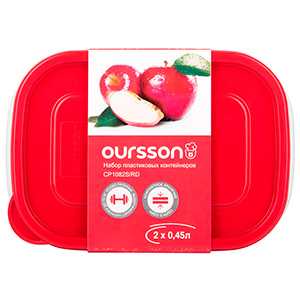 Набор контейнеров Oursson CP1082S / RD красный (2 шт, 0,45 л)