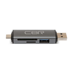 Картридер CBR Gear, USB Type-C / USB 3.0, доп.выход USB 3.0