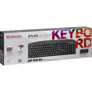 Клавиатура Defender Atlas HB-450 (черн.), м / медиа, 104 кл. + 20 доп. кл., USB, 45450