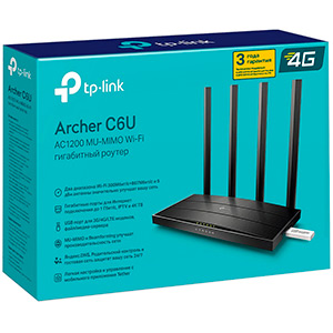 Маршрутизатор TP-Link Archer C6U (1167Мбит / с), 4G ready, черный