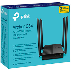 Маршрутизатор TP-Link Archer C64 (1167Мбит / с) черный