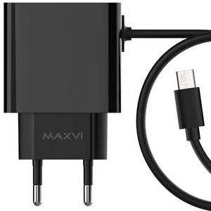 Заряд. устр. сетевое Maxvi CHL-240M, встр. / каб. micro-USB, 2.4A black