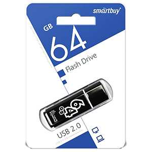 Накопитель Flash Smartbuy 64Gb Glossy series Black (SB64GBGS-K)