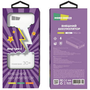 Резервный аккумулятор More choice PB52-30 30000 mAh 2USB (2.1A) White