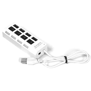 Разветвитель USB Smartbuy SBHA-7204-W White, 4 порта, выключатели, USB 2.0