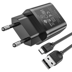 Заряд. устр. сетевое Borofone BA52A Gamble, 1 USB + кабель micro-USB, 2.1A, черный