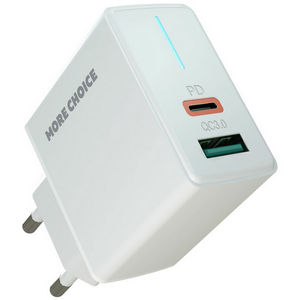 Заряд. устр. сетевое More choice NC61, 1USB + Type-C, PD 20W, QC3.0 white