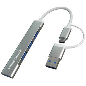 Разветвитель USB More choice HUB03 Grey, 1 USB 3.0 + 3 USB 2.0