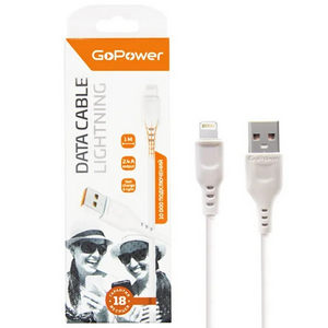 Шнур USB А - Lightning (1 м) шт.-шт. GoPower GP01L 2,4А бел.