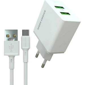 Заряд. устр. сетевое More choice NC11m, 2USB + кабель micro-USB, 2.4A white