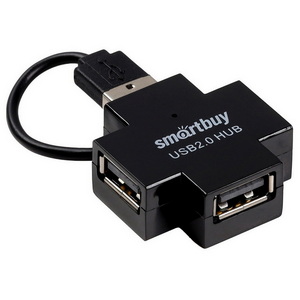 Разветвитель USB Smartbuy SBHA-6900-K Black, 4 порта, USB 2.0