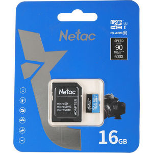 Карта памяти micro-SD Netac 16GB class 10 UHS-1 + адаптер (P500 Standard)