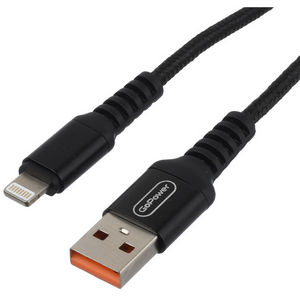 Шнур USB А - Lightning (1 м) шт.-шт. GoPower GP02L 2,4А чер.