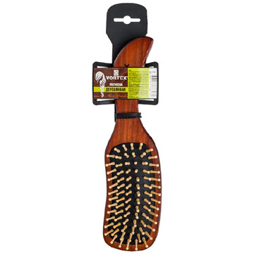Расческа Вортекс деревянная массажная волна с дерев.зубчиками 23см арт.51006