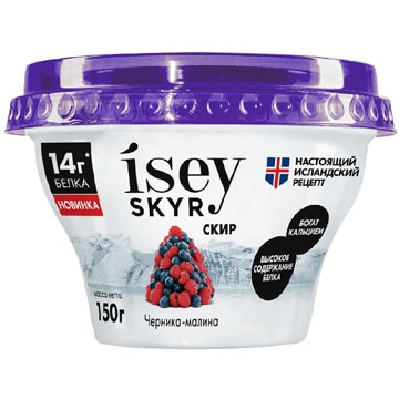Продукт кисломолочный Исландский Скир 150г 1,2% с черникой и малиной