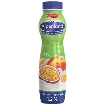 Напиток йогуртовый Альпенленд 290г 1,2% персик/маракуйя