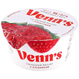 Йогурт Греческий Венс 130г 0,1% с клубникой