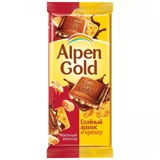 Шоколад Альпен Гольд 85г с соленым арахисом и крекером