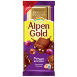 Шоколад Альпен Гольд 85г с фундуком и изюмом