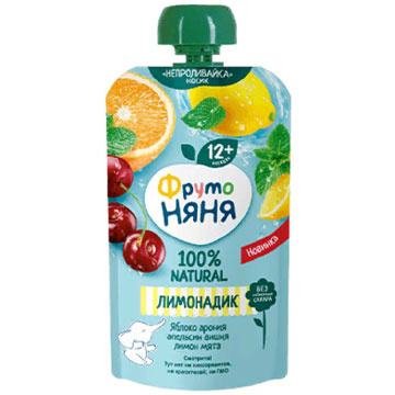 Напиток Фруто-няня Лимонадик 130мл яблоко/арония/вишня/лимон/мята