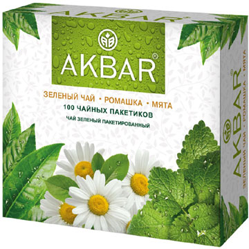 Чай Акбар 100п зеленый с ромашкой и мятой