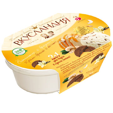 Мороженое Вкусландия 450г Ванильное с Брауни и Крем-Брюле с кешью 2в1